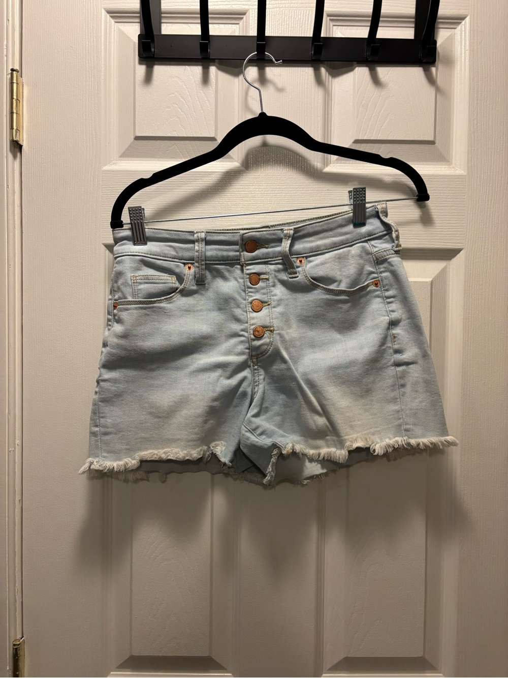 Universal Thread Light Blue High-Rise Button Front Denim Shorts